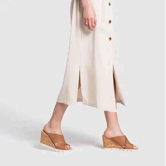 Dolce Vita Olive Green Criss Cross Cork Wedge Platform Sandal Slides Women's 9.5 - Picture 10 of 11